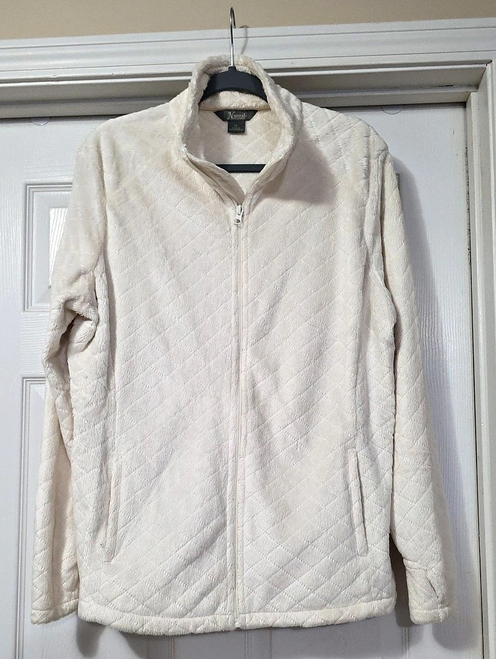 Natural Reflections Quilted Teddy Jacket in Cream Size XL